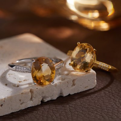 S925 Sterling Silver Ring Inlaid With Natural Yellow Citrine Gemstone for women